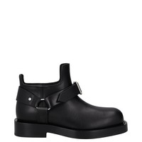BURBERRY Mens Saddle Mini Ankle Boot Black Leather Buckle Round Toe UK6 RRP 1390