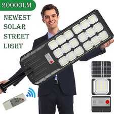 Commercial LED Solar Street Wall Lights Outdoor Dusk To Dawn Lamp Timer + Pole