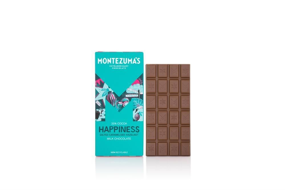 Montezuma's Happiness, 35% Cocoa, Milk Chocolate With Salted Caramelised Hazelnuts, Gluten Free, 90g Bar - Image 4