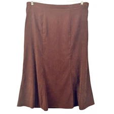 Elementz Maxi Skirt Large Faux Suede Flowy Boho Career Casual Event Flare Lined