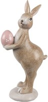 Clayre & Eef 6PR5254 Deko Kaninchen Beige Rosa 6X9X18 Cm Polyresin