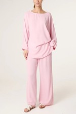 MADE IN ITALY LADIES SIDE KNOT CO-ORD SET PINK ONE SIZE UK 8 - 16 REF R 