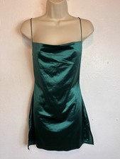 Zaful Green Cocktail Dress Size 8 Slip Dress Mini Spaghetti Strap Satin NWT