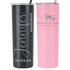 BRIDESMAID TUMBLER, PERSONALIZED LASER ENGRAVED WEDDING TUMBLERS
