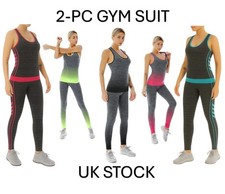 Gym Yoga Leggings Top Set 2 PIECE Keep Fit Suit Fitness Vest And Bottoms NEW
