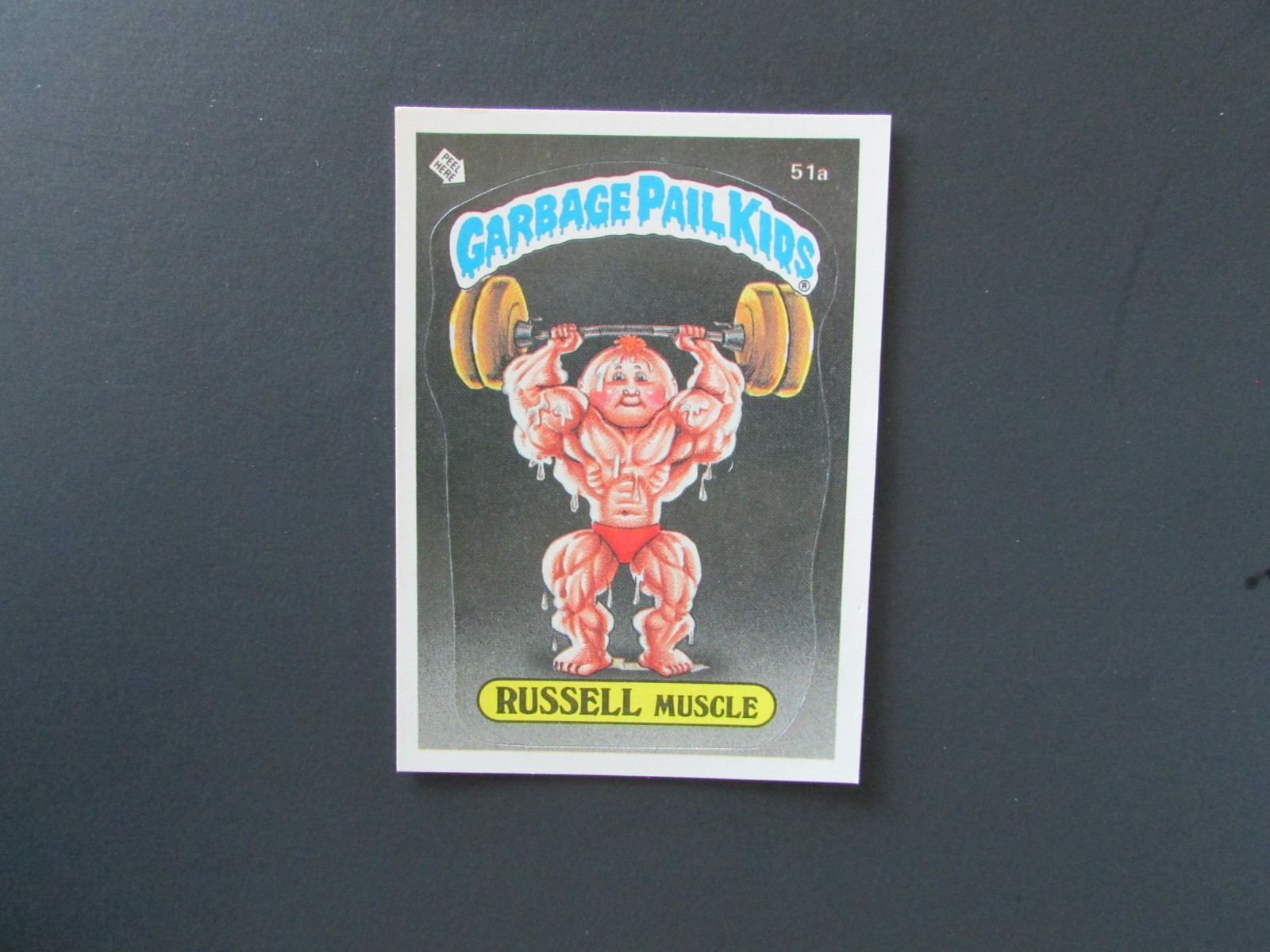 1985 Topps Garbage Pail Kids 2nd Series 2 Glossy Card #51a Russell Muscle L2