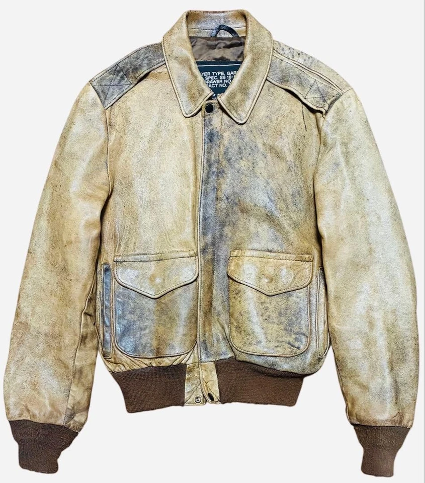 Schott Vintage A-2 Flight Jacket Leather Made in USA Brown Size L 40 - Image 2 of 4