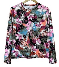 ROXY Womens L Long Sleeve Rash Guard Pink Mul...