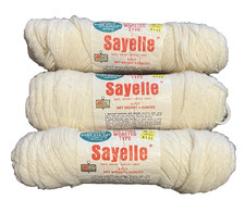  3 VTG SAYELLE KNITTING WORSTED TYPE YARN 4-PLY 440 OFF WHITE 4OZ EACH SKEIN