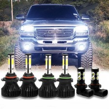 LED Headlights + Fog Light 6x Bulbs for 2003 2004 2005 2006 GMC Sierra 1500 3500