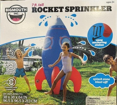  GIANT  7' INFLATABLE ROCKET SPRINKLER SPLASH ZONE BLAST-OFF 360 SPINNING SOAKER