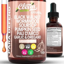 para Defend Wormwood Black Walnut Cleanse for Humans Drops Liquid Soursop... 