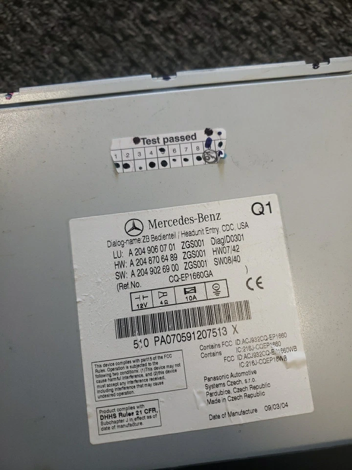 Receptor Radio 204 Tipo C230 Mercedes Benz OEM Foto 2 de 3