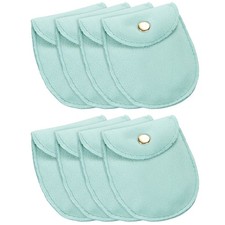 8Pcs 7.5 x 11.5 cm Snap Button Jewelry Velvet Gift Bags Organizer Blue