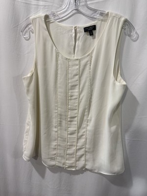 The Limited Blouse Womens Medium Sleeveless Pearl Accents Business, White