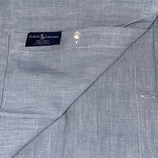 Ralph Lauren Castellini 100% Linen Blue Solid Standard Tailored Shams Pair