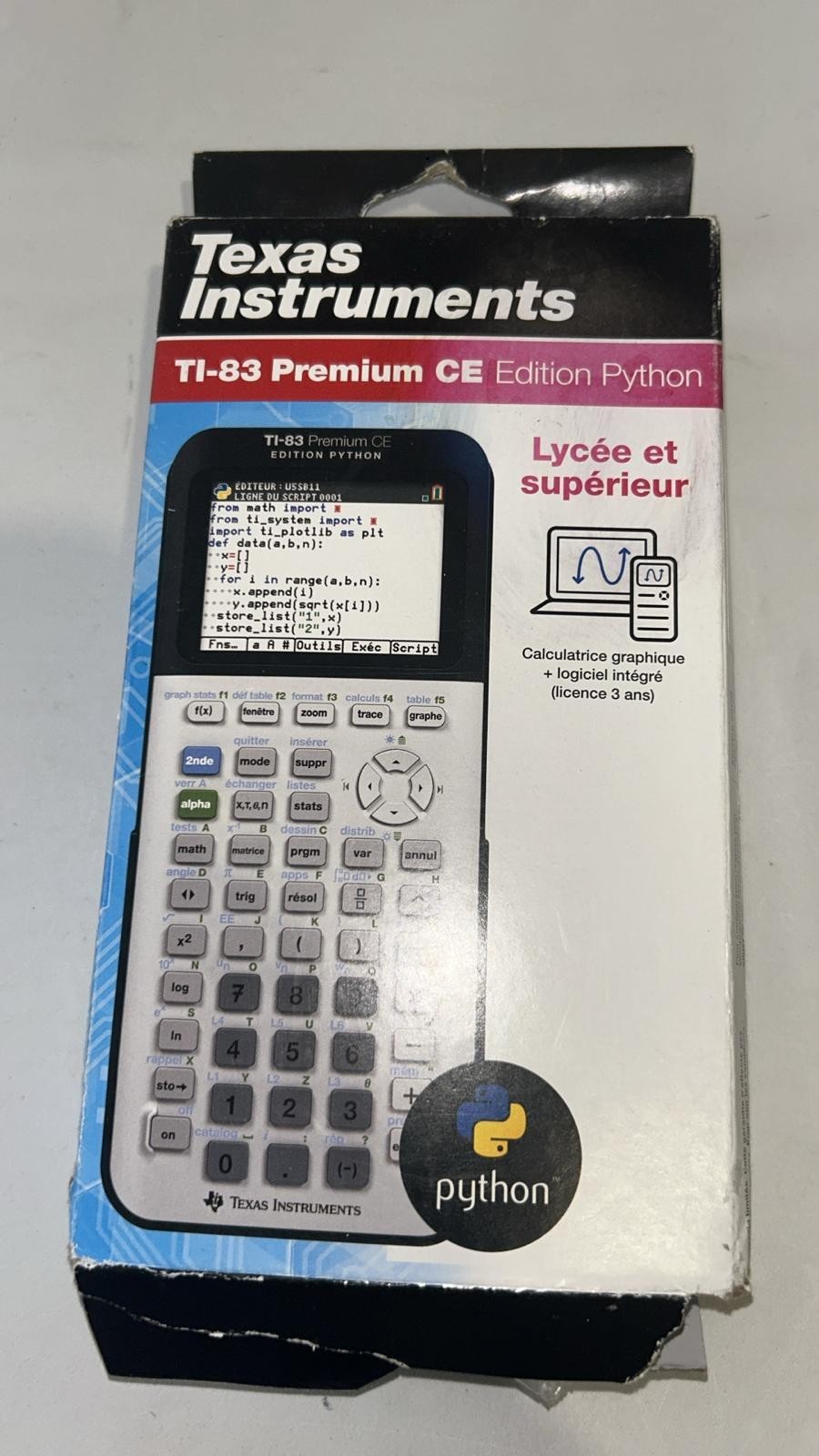 Calculatrice scientifique Texas Instruments TI-83 Premium CE Python à écran couleur