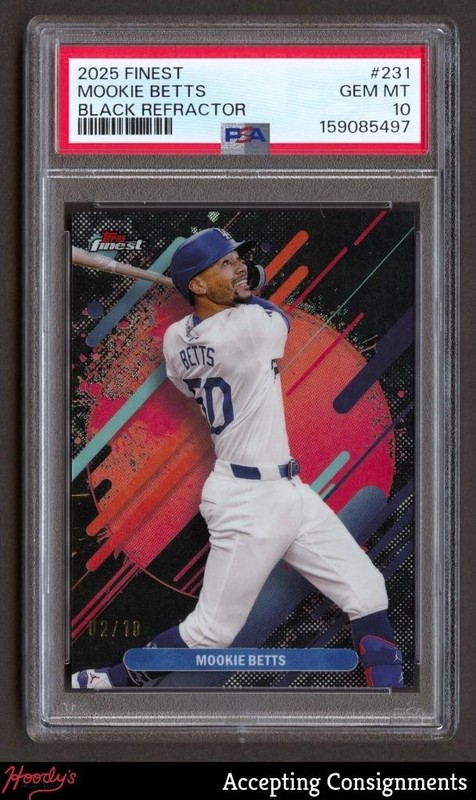 2025 Finest Black Refractors Rare #231 Mookie Betts 02/10 DODGERS PSA 10 GEM