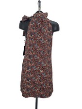 Zara Trafaluc Floral Sleeveless Dress Multicoloured Size L