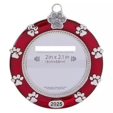 The Christmas Shoppe 2025 Pawprint Round Photo Frame Ornament