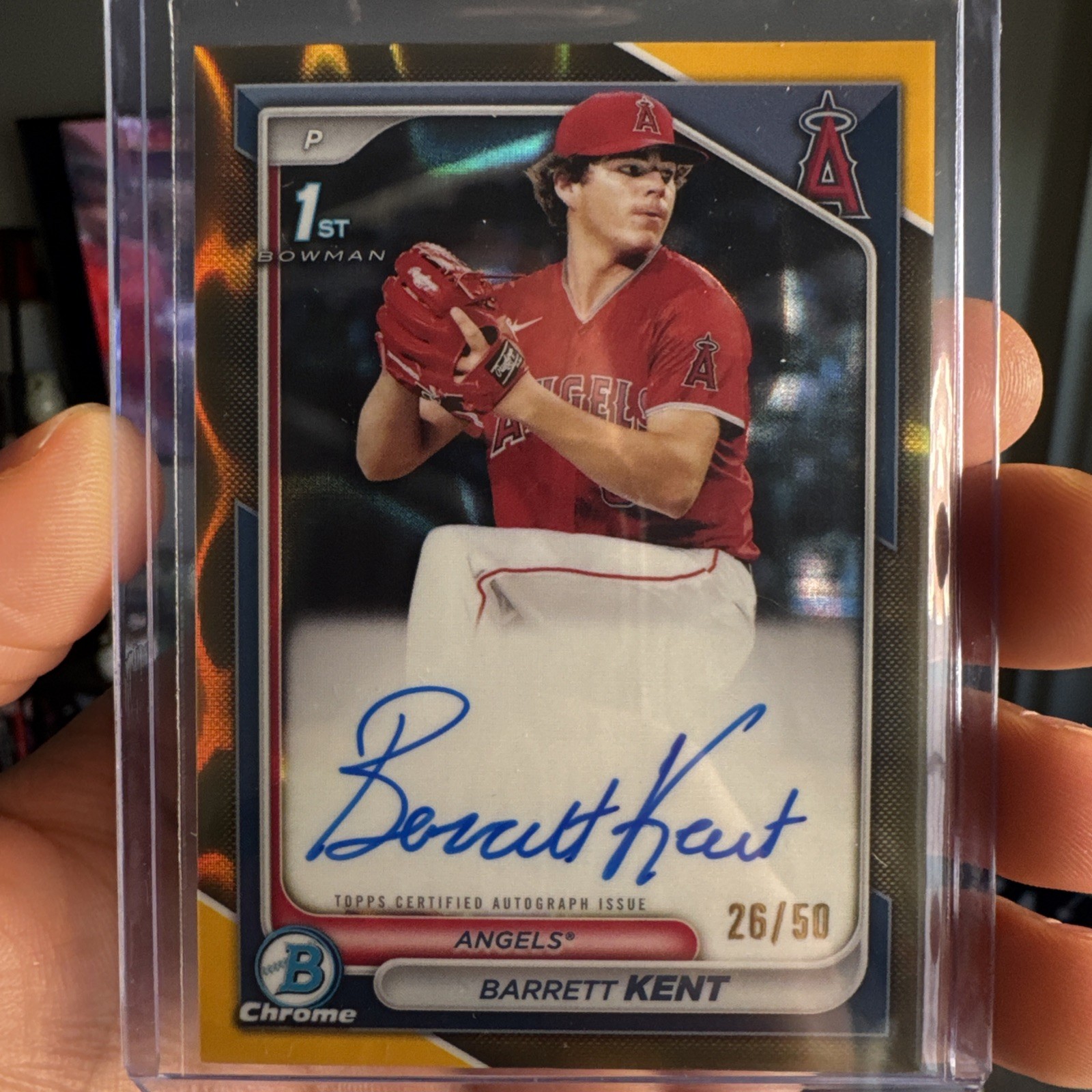 2024 1st Bowman Chrome Barrett Kent Auto gold 26/50 #CPA-BK Angels