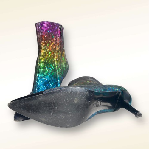 Holographic Rainbow Sparkle Stiletto Ankle Boots size 8.5 - Picture 5 of 10