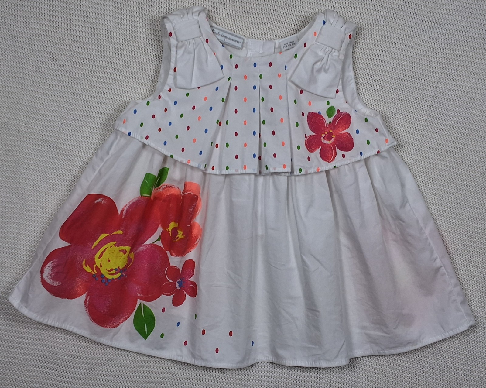 First Impressions 6-9M Baby Girl White Floral Bow Dress