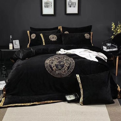 #ad #ad Black and golden 8 pieces duvet cover set cotton satin $145.00