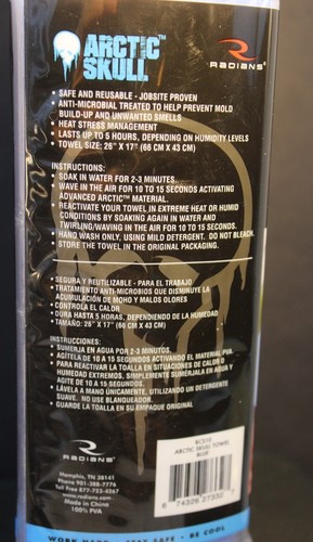 Radians Arctic Skull Cooling Towel w/Case-Heat Stress Fatigue Relief First Aid - Picture 3 of 4