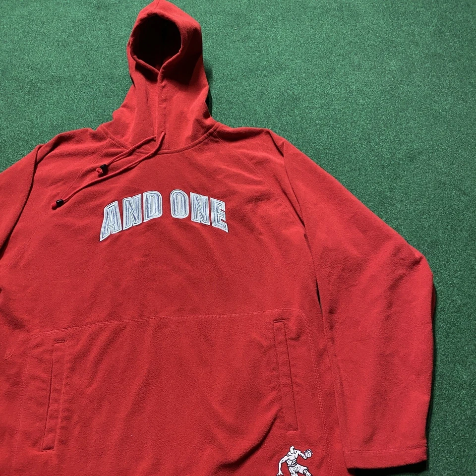 Vintage AND1 Hoodie Mens XL Red 90S Y2K Basketball Spell Out Sweatshirt - Image 2 of 4
