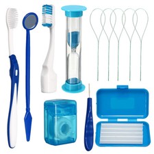 1Kit Dental Orthodontic Brush Toothbrush Interdental Brush Floss Oral Care Blue