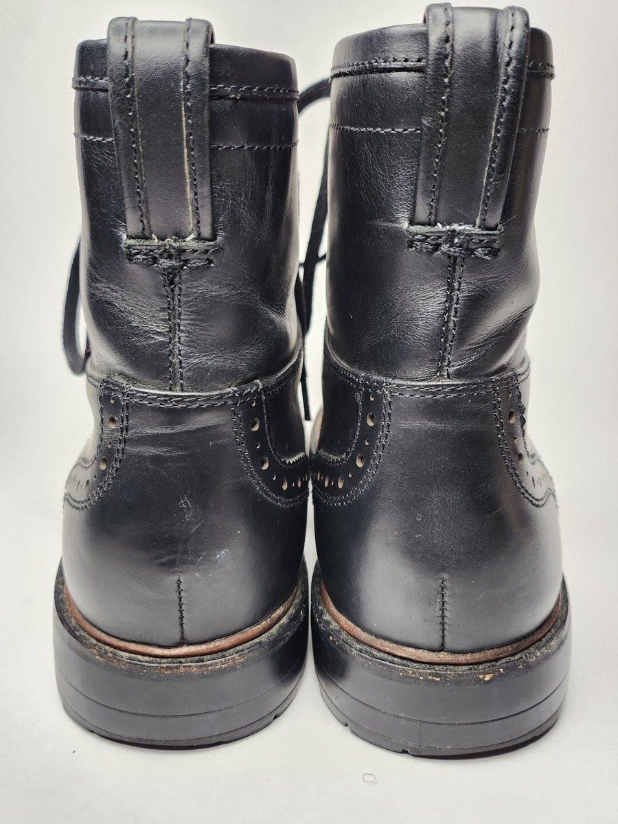 Coach Brandon Brogue Wingtip Black Leather Boots Men display picture 1