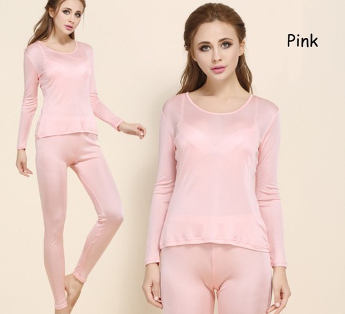 Women's Pure 100% Silk Knit Thermal Long Johns Set Silk Underwear S M L - Picture 15 of 17
