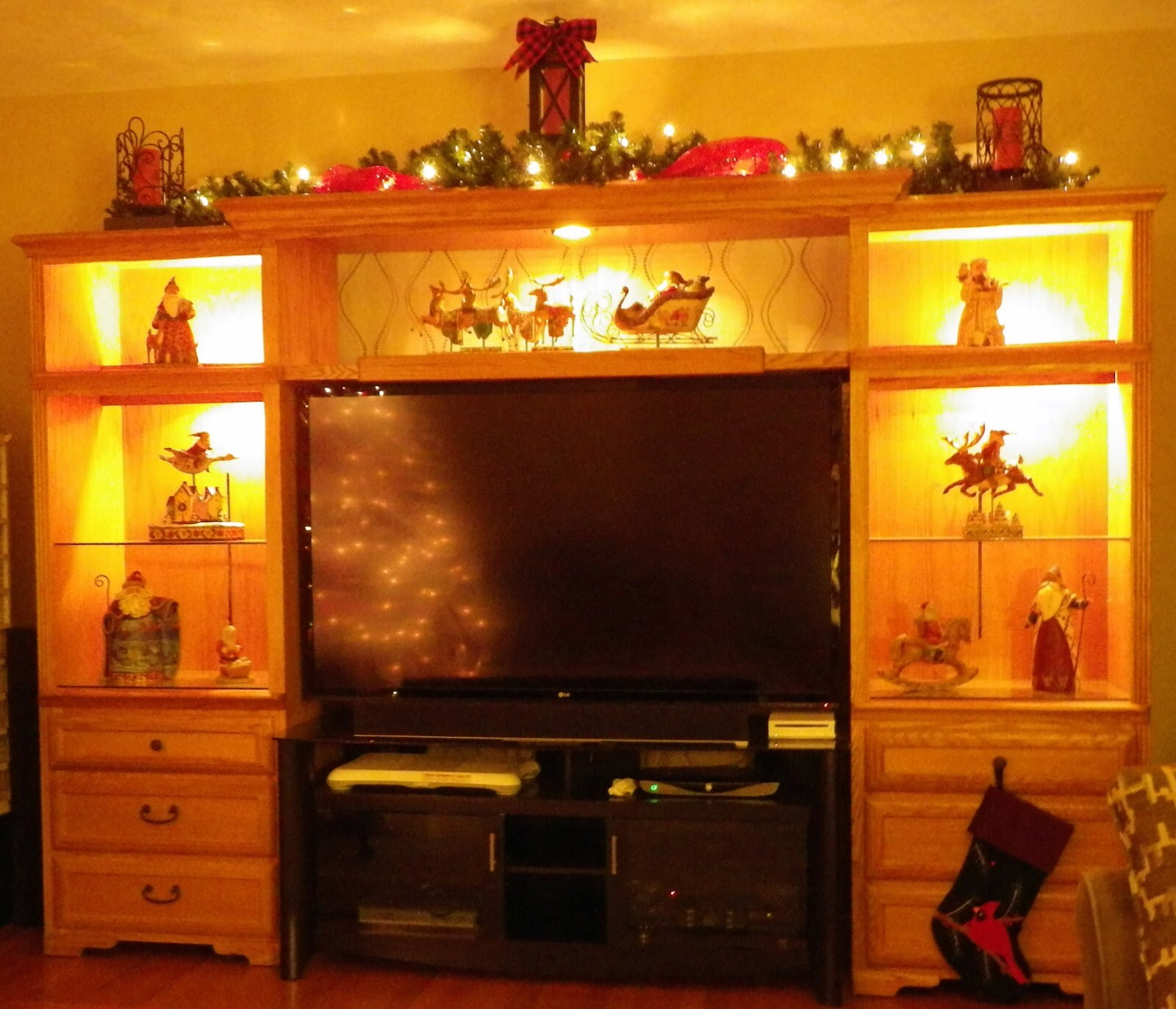 Solid Oak (adjustable) Entertainment Center eBay