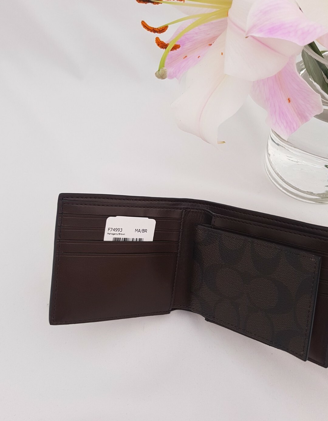 COACH  Men's Mahogany Brown Signature Wallet With ID Holder RRP £185 image 10