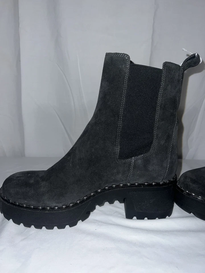 Vince Camuto Womens Madisha Chunky Platform Chelsea Boots Size 9 M Black Suede - Изображение 2 из 4