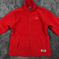 Schott Fleece Jumper Mens Large Red Chunky Full Zip Up Outdoors Walking Hiking