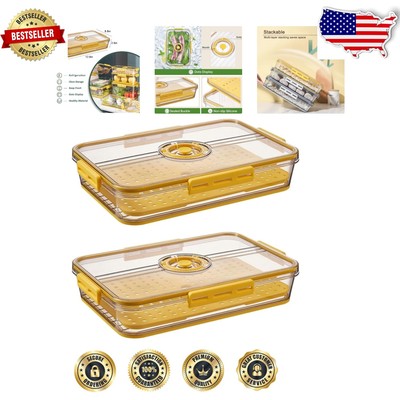 Multi-Purpose Food Storage Containers with Timer - Stackable, Yellow, 2 Pack