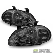 For Smoked 93-97 Honda Del Sol Headlights w/Built In Corner Signal Lamps Lights