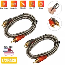 4FT RCA Cables 2 Channel Twisted Car Audio Shielded Interconnect Amp Wire 1/2x