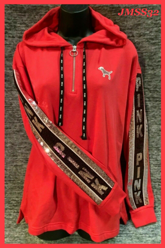 Victoria's Secret Rosa Bling Campus Sudadera con Capucha + Juego de Leggings Negro Caramelo Rojo M - Imagen 10 de 12