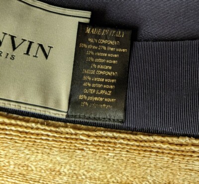 Lanvin Straw Hat Alber Ellbaz Collectible US 7/ 56 Lanvin Alber Elbaz Black Sun Hat Navy Ribbon Band, 2006 For  main image 4
