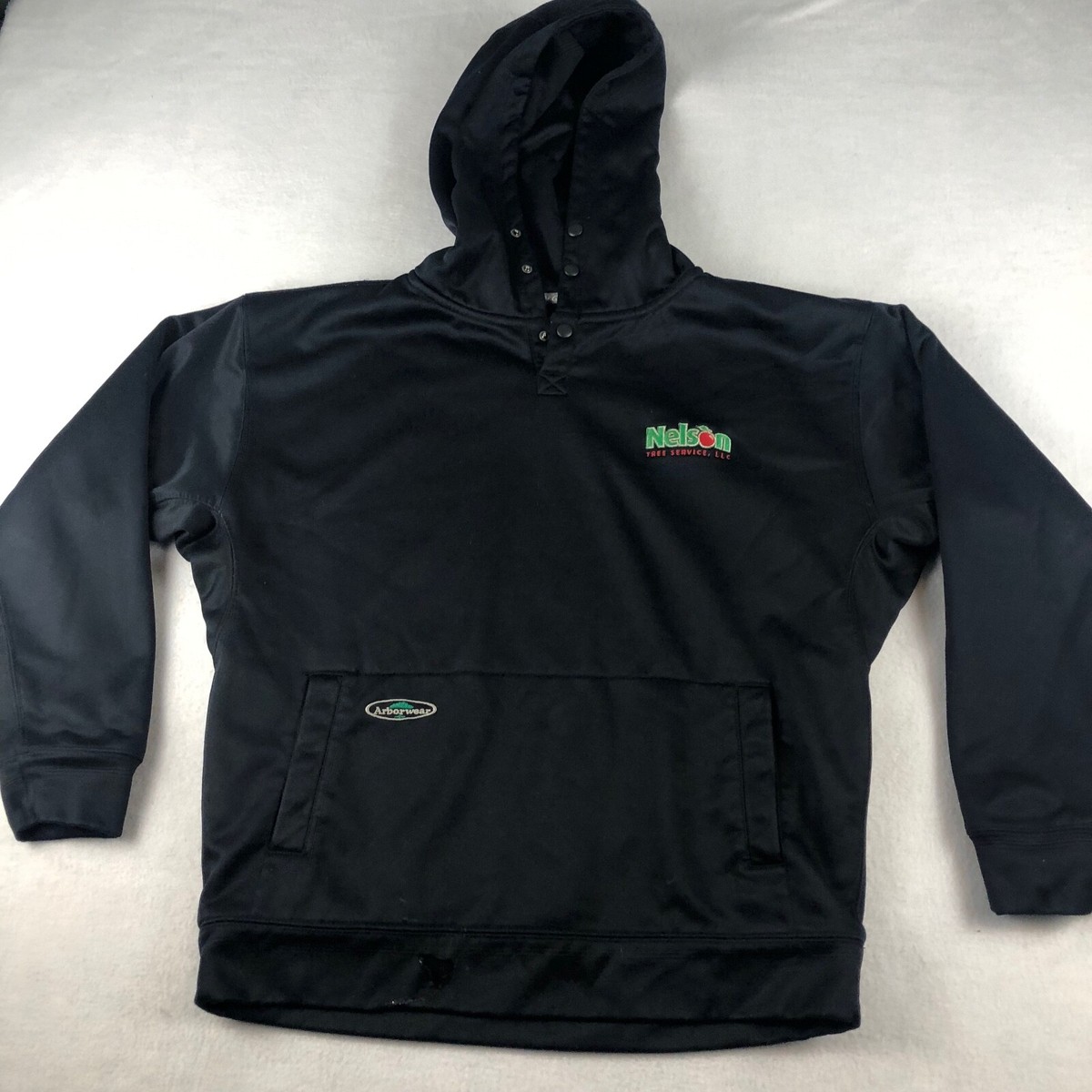 Arborwear Hoodie Mens Small Black Poly Tech Snap Henley Pullover