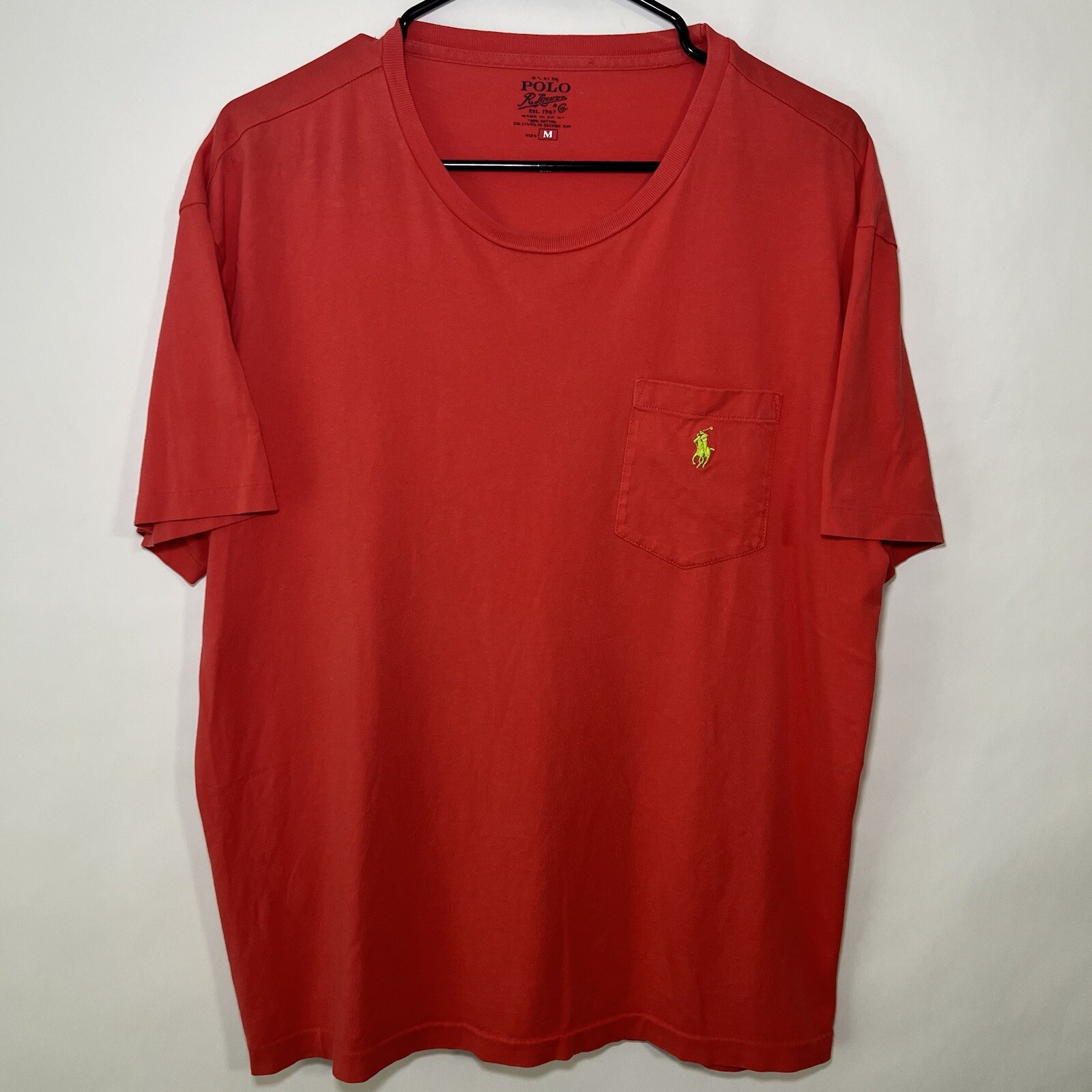 Polo Ralph Lauren T Shirt Uomo Taglia M Media Rosso Verde Pony Logo Manica Corta