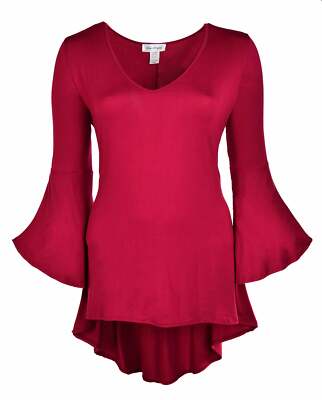 Women Plus Size High Low Bell Sleeve Gothic Blouse Tunic Top