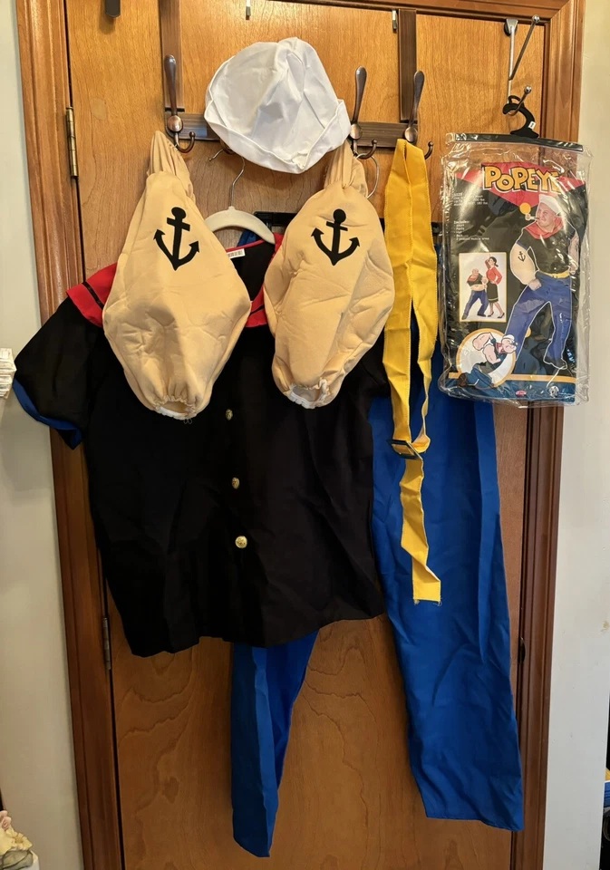 DE COLECCIÓN FUN WORLD POPEYE EL MARINERO HOMBRE DISFRAZ 1996 CAMISA, PANTALONES, SOMBRERO, BRAZOS++ Foto 2 de 4