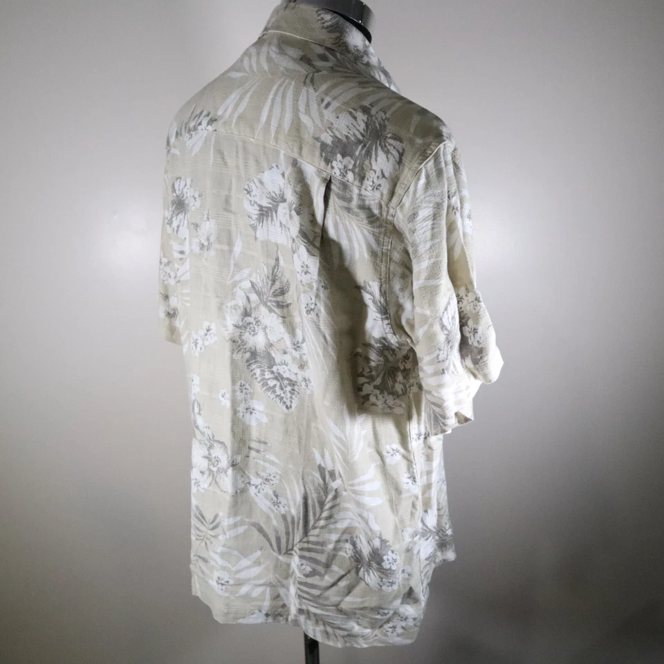 Camisa Marc Edwards Para Hombre Grande Lavable Lino Hawaiano Botón Floral Manga Corta Foto 4 de 4