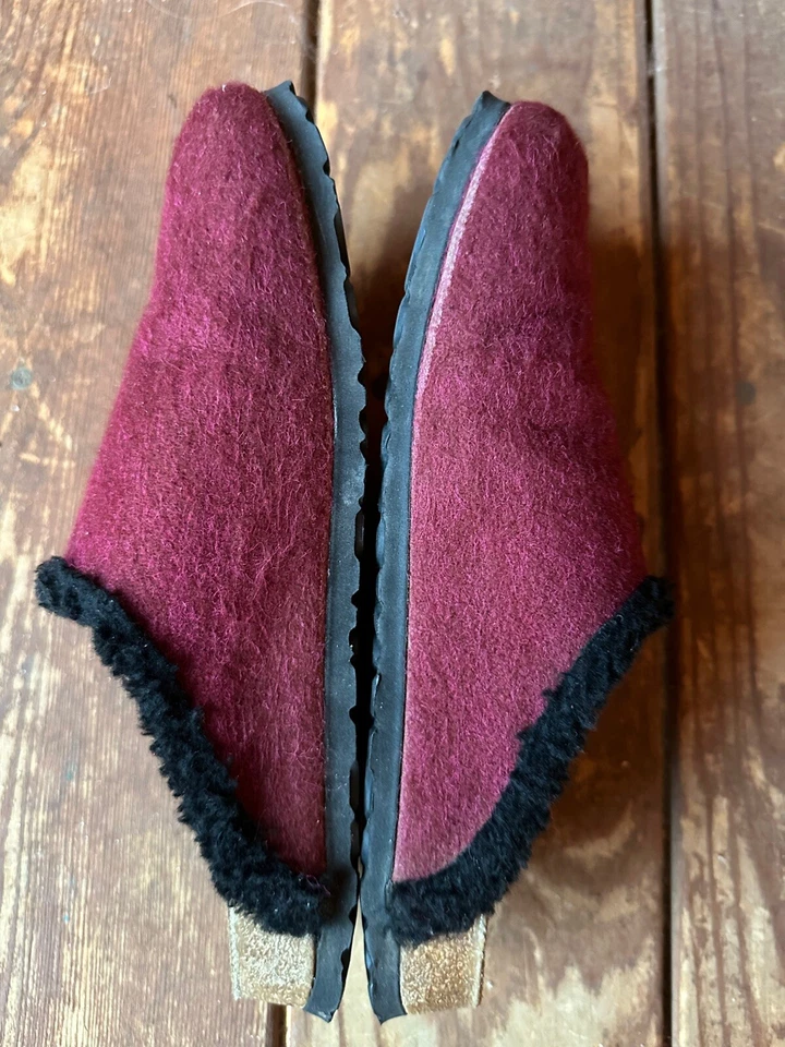 Zuecos sin cordones Birkis Birkenstock Borgoña Lana/Mezcla con ribete negro Talla 39/US 8 Foto 3 de 4