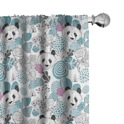  Panda Window Curtains, Portraits of Chinese Pair of - 28'' x 84'' Blue Grey