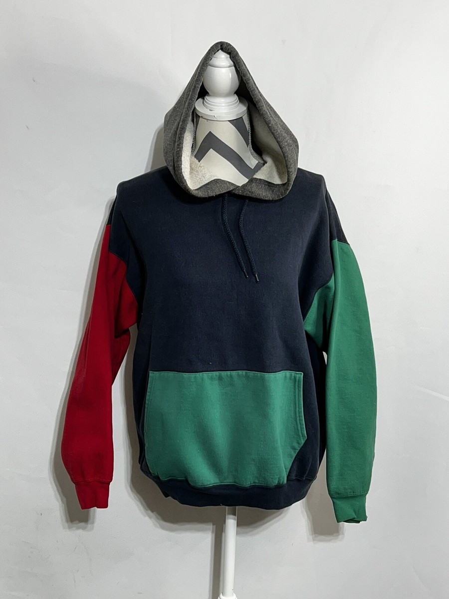 Vintage Blank Hoodie Men S Sweatshirt Color Block Steeplechase Pullover  Sweater